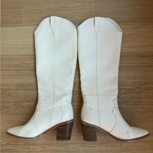 Princess Polly White and Brown Western Heeled Boots